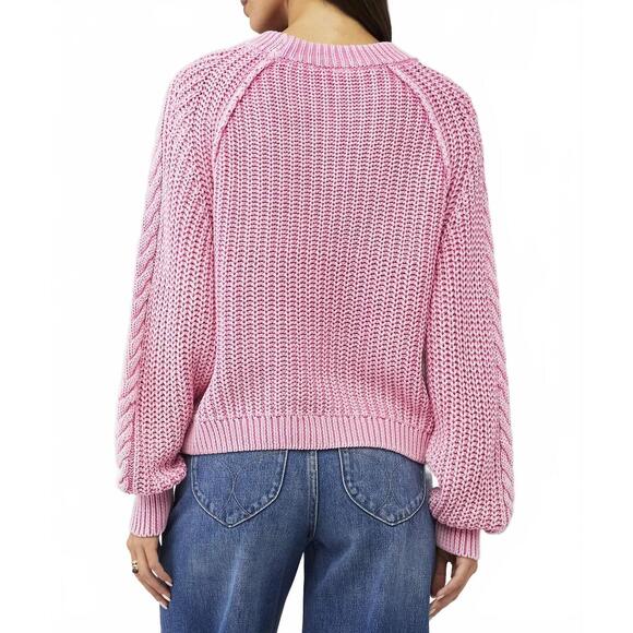 NEW FREE PEOPLE frankie cable sweater in pink - Picture 3 of 5